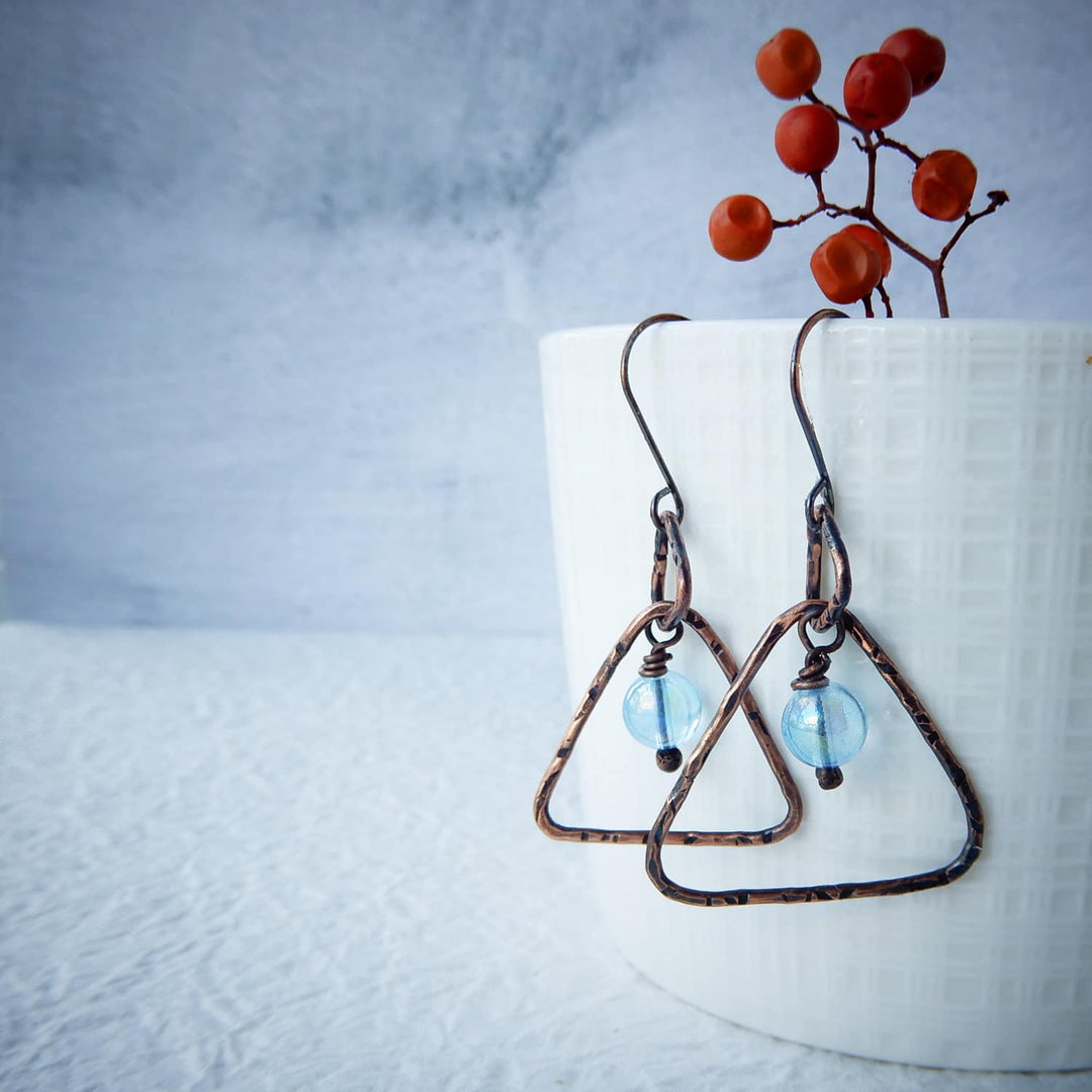 COPPER TRIANGLE DANGLE EARRINGS