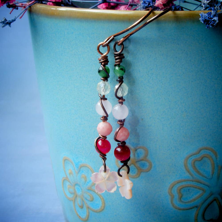 sakura cherry blossom dangle earrings