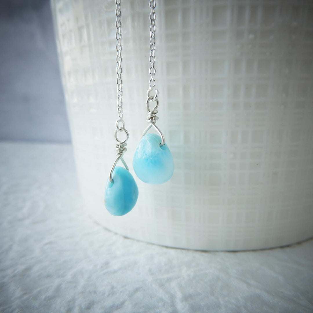 LARIMAR THREADER EARRINGS