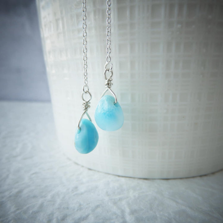 LARIMAR THREADER EARRINGS