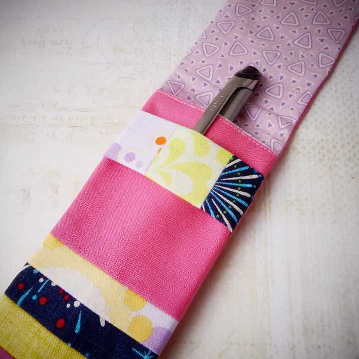 Handmade Slim Cotton Pencil Case in Pink