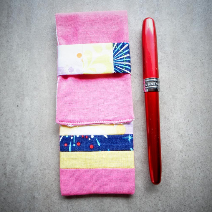 Handmade Slim Cotton Pencil Case in Pink