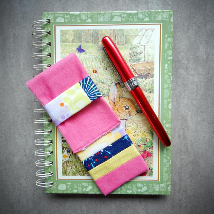 Handmade Slim Cotton Pencil Case in Pink