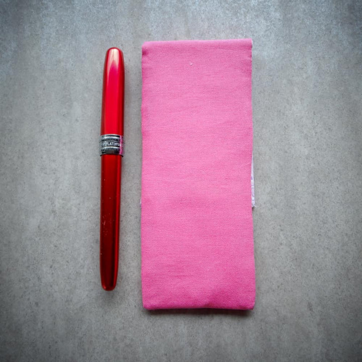 Handmade Slim Cotton Pencil Case in Pink