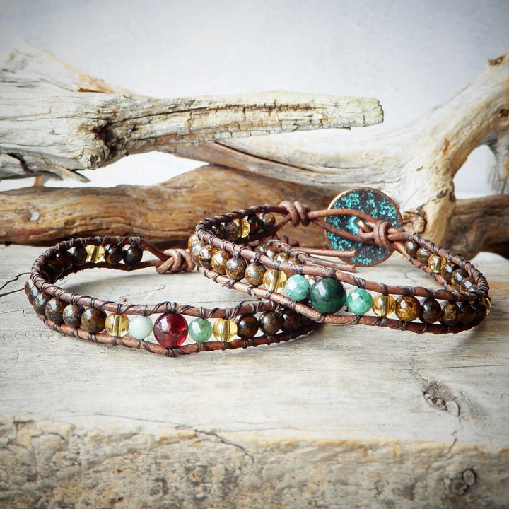 WILDWOOD | Birthstone Leather Wrap Bracelet