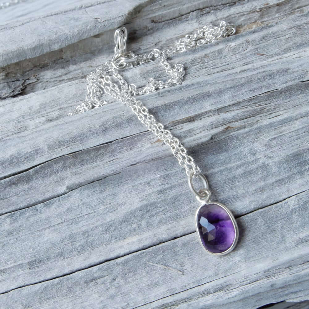 amethyst necklace silver chain