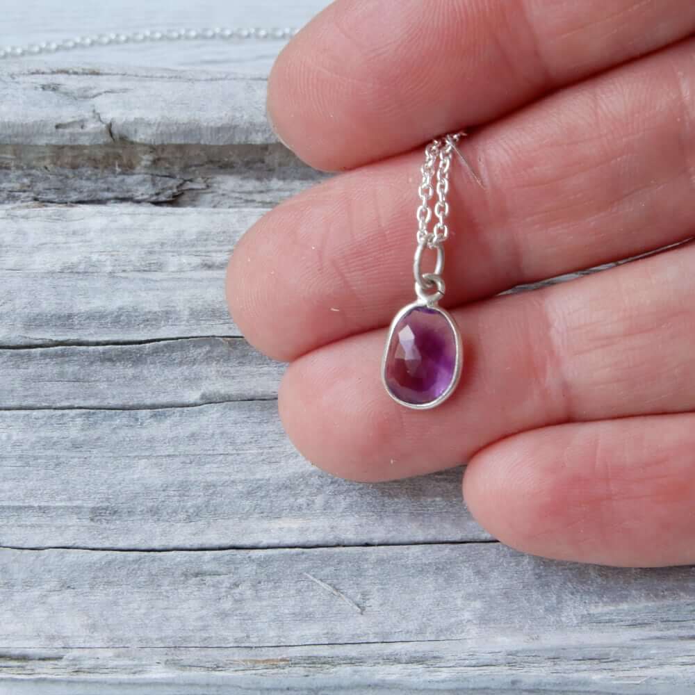 amethyst gemstone silver chain necklace