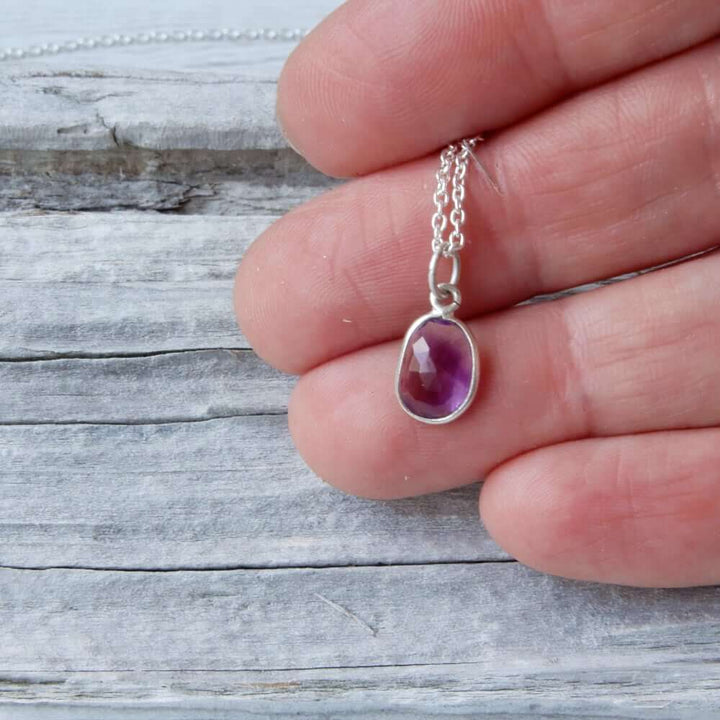 amethyst gemstone silver chain necklace