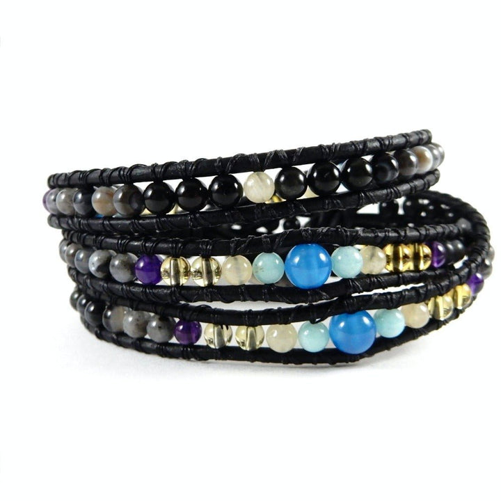 Hope Japanese Power Stone Leather Wrap Bracelet