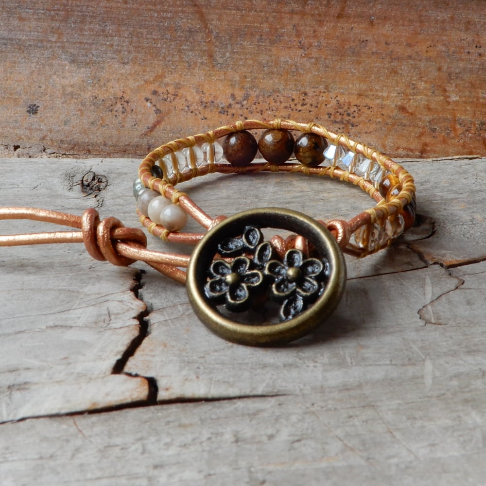 gold leather wrap bracelet for fall