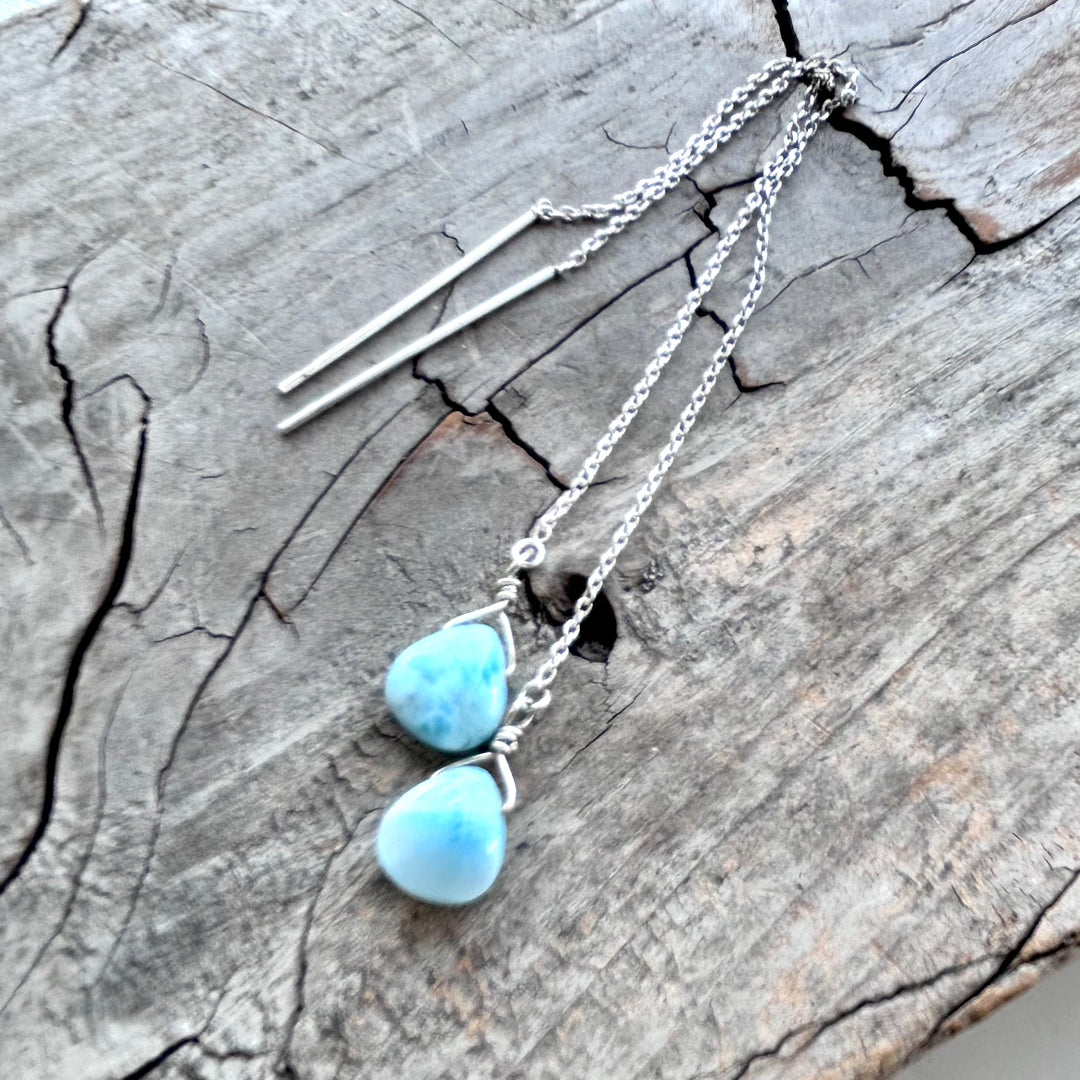 LARIMAR THREADER EARRINGS