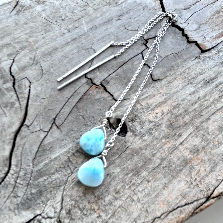 LARIMAR THREADER EARRINGS