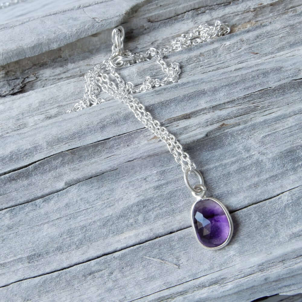 amethyst necklace silver chain 