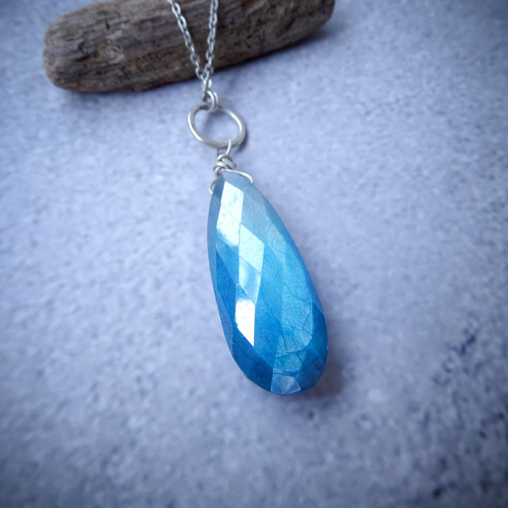 SILVER BLUE MOONSTONE NECKLACE