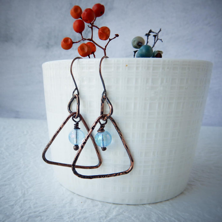 COPPER TRIANGLE DANGLE EARRINGS