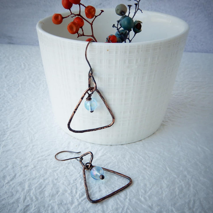 COPPER TRIANGLE DANGLE EARRINGS
