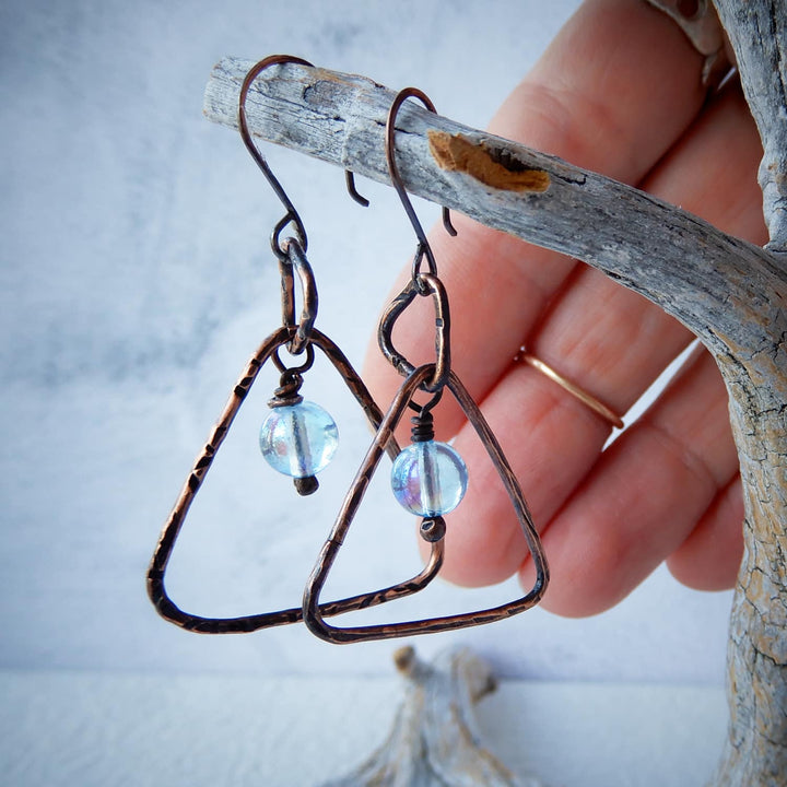 COPPER TRIANGLE DANGLE EARRINGS
