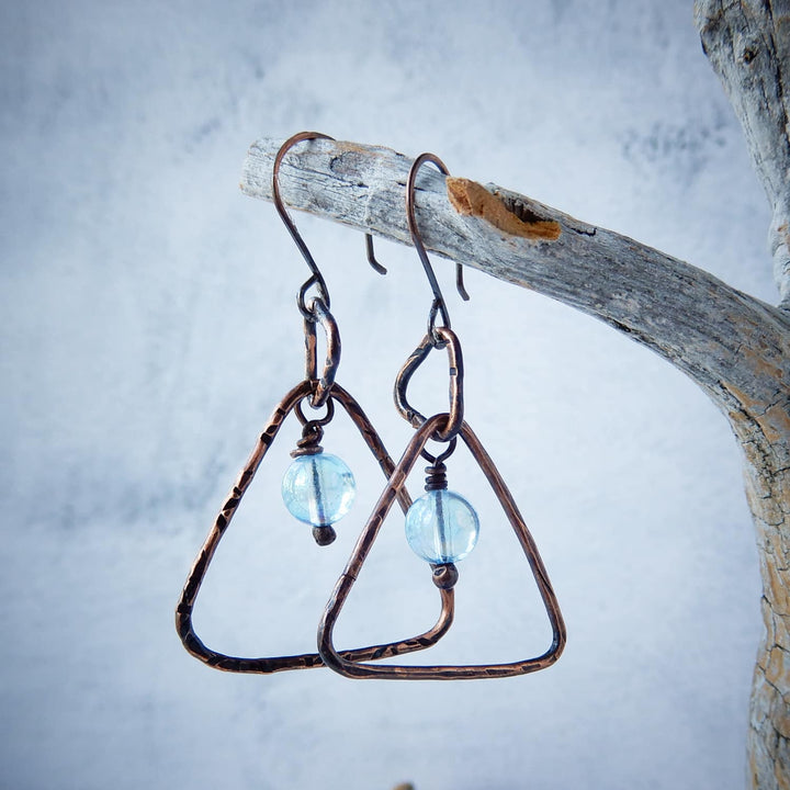 COPPER TRIANGLE DANGLE EARRINGS
