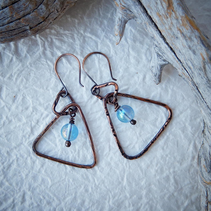 COPPER TRIANGLE DANGLE EARRINGS