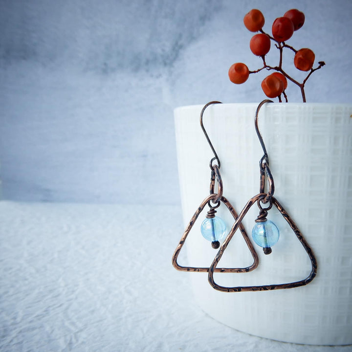 COPPER TRIANGLE DANGLE EARRINGS