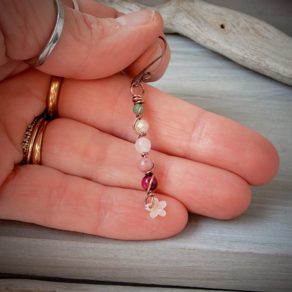 sakura cherry blossom dangle earrings size