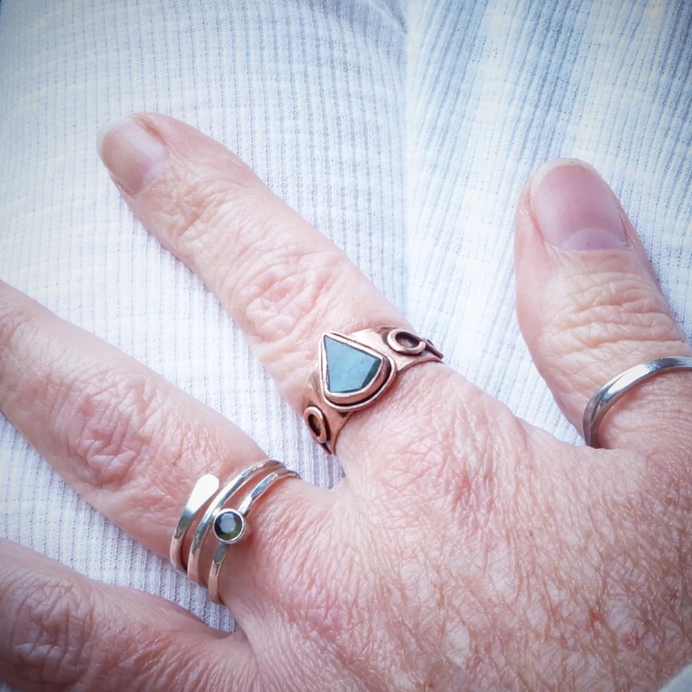 copper emerald statement ring