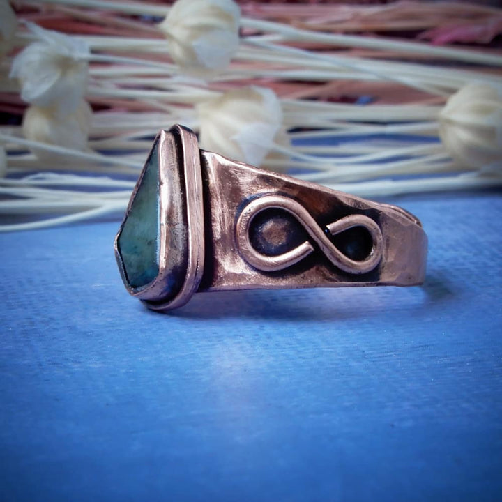 copper emerald statement ring