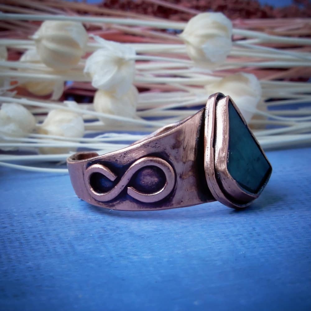 copper emerald statement ring