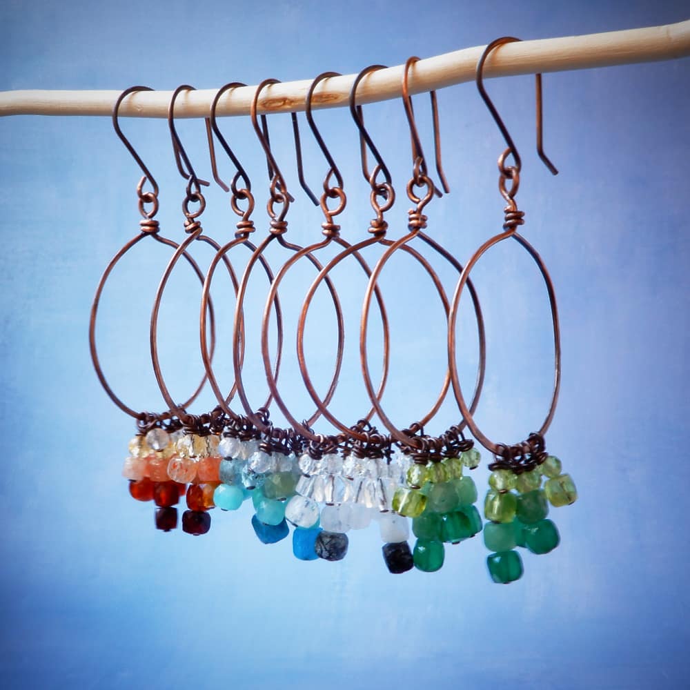 copper hoop dangle earrings in 