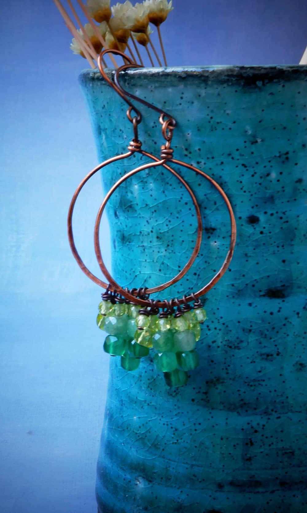 SUMMER LEAVES OMBRE HOOP EARRINGS