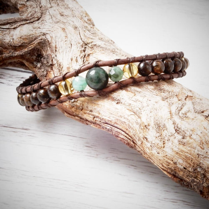 WILDWOOD | Birthstone Leather Wrap Bracelet