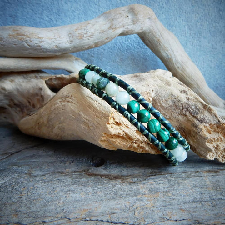 green shadows leather wrap bracelet