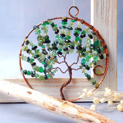 green natural stone tree of life sun catcher