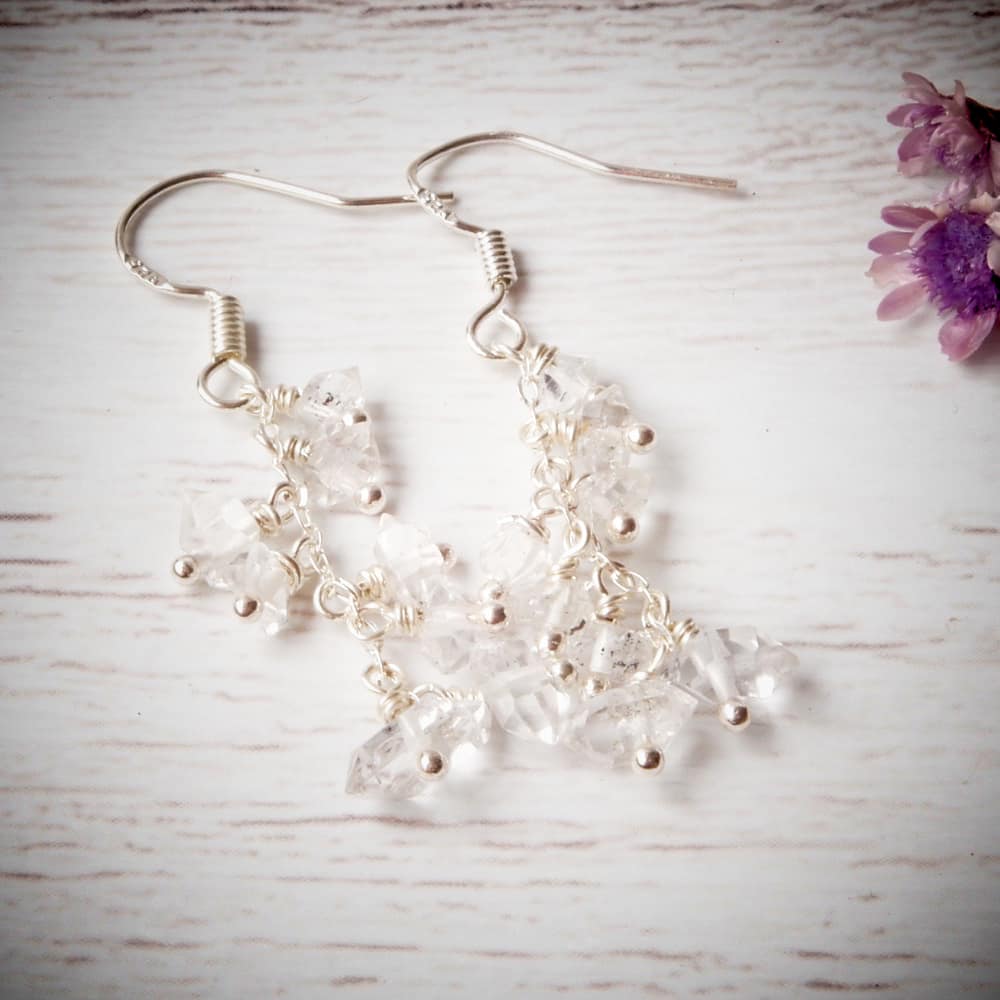 herkimer diamond silver dangle earrings