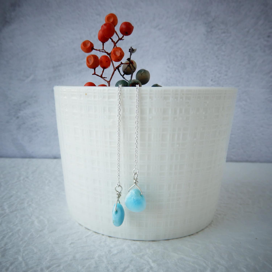 LARIMAR THREADER EARRINGS