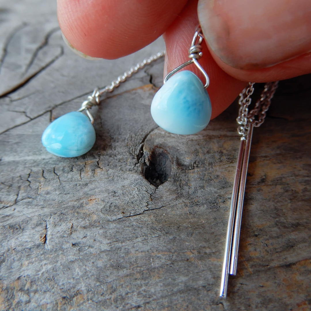 LARIMAR THREADER EARRINGS