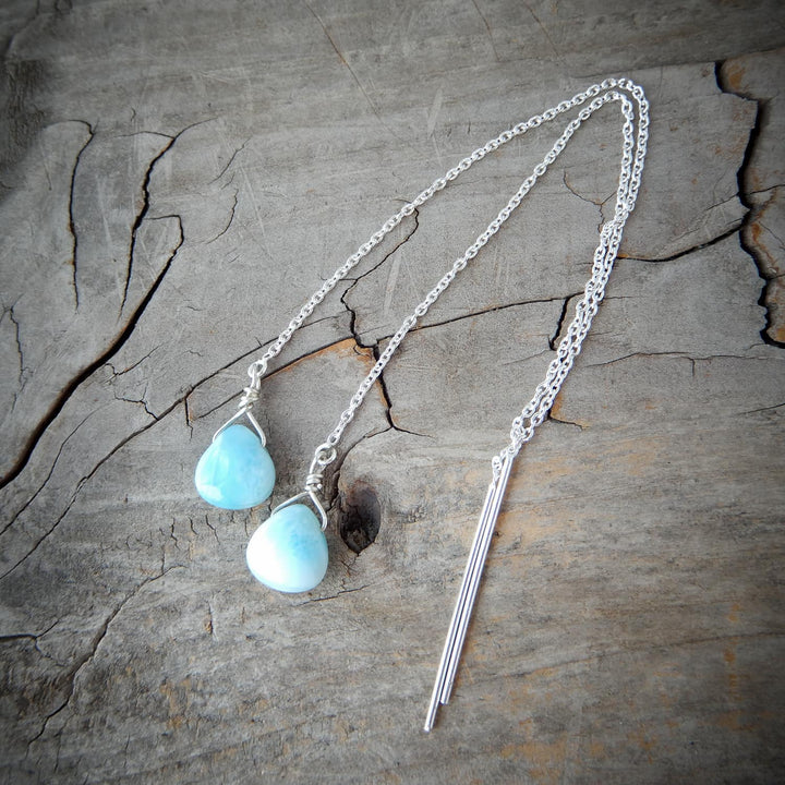 LARIMAR THREADER EARRINGS