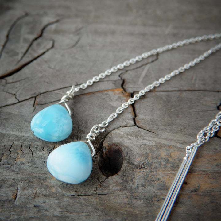 LARIMAR THREADER EARRINGS