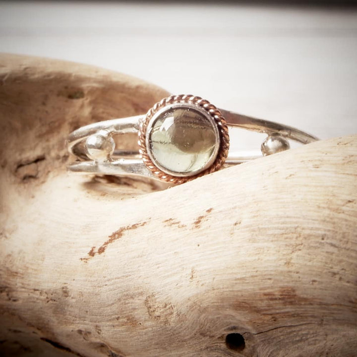 silver and gemstone boho chick ring