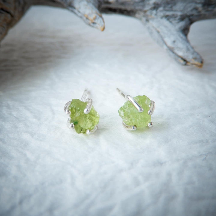 SILVER PERIDOT STUD EARRINGS