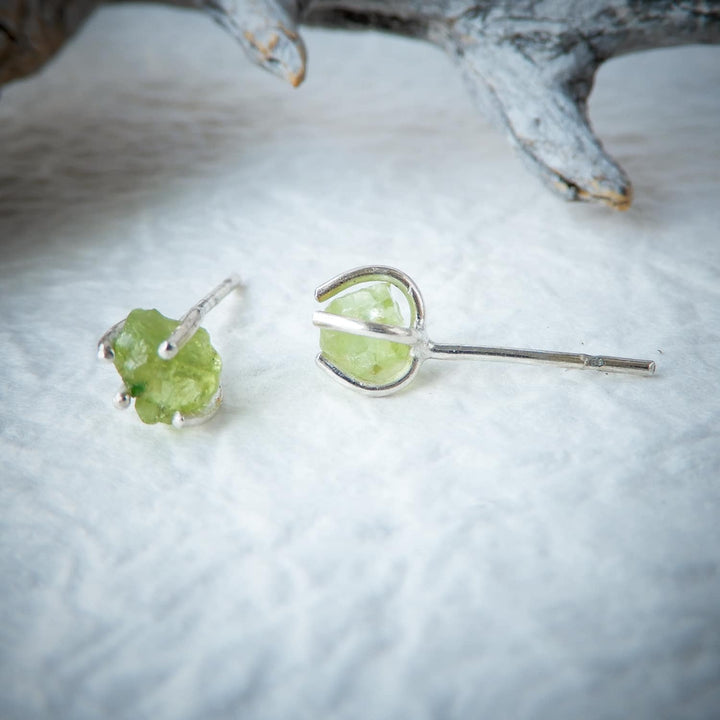 SILVER PERIDOT STUD EARRINGS