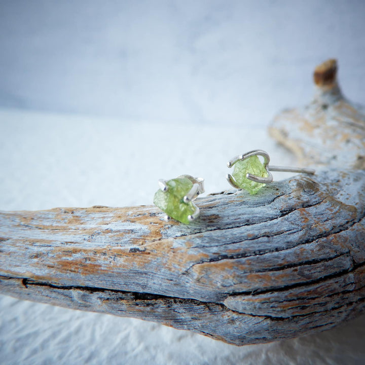 SILVER PERIDOT STUD EARRINGS
