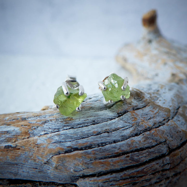 SILVER PERIDOT STUD EARRINGS