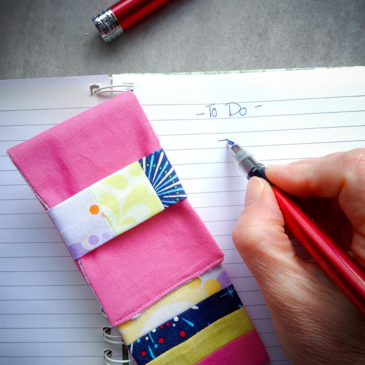 Handmade Slim Cotton Pencil Case in Pink
