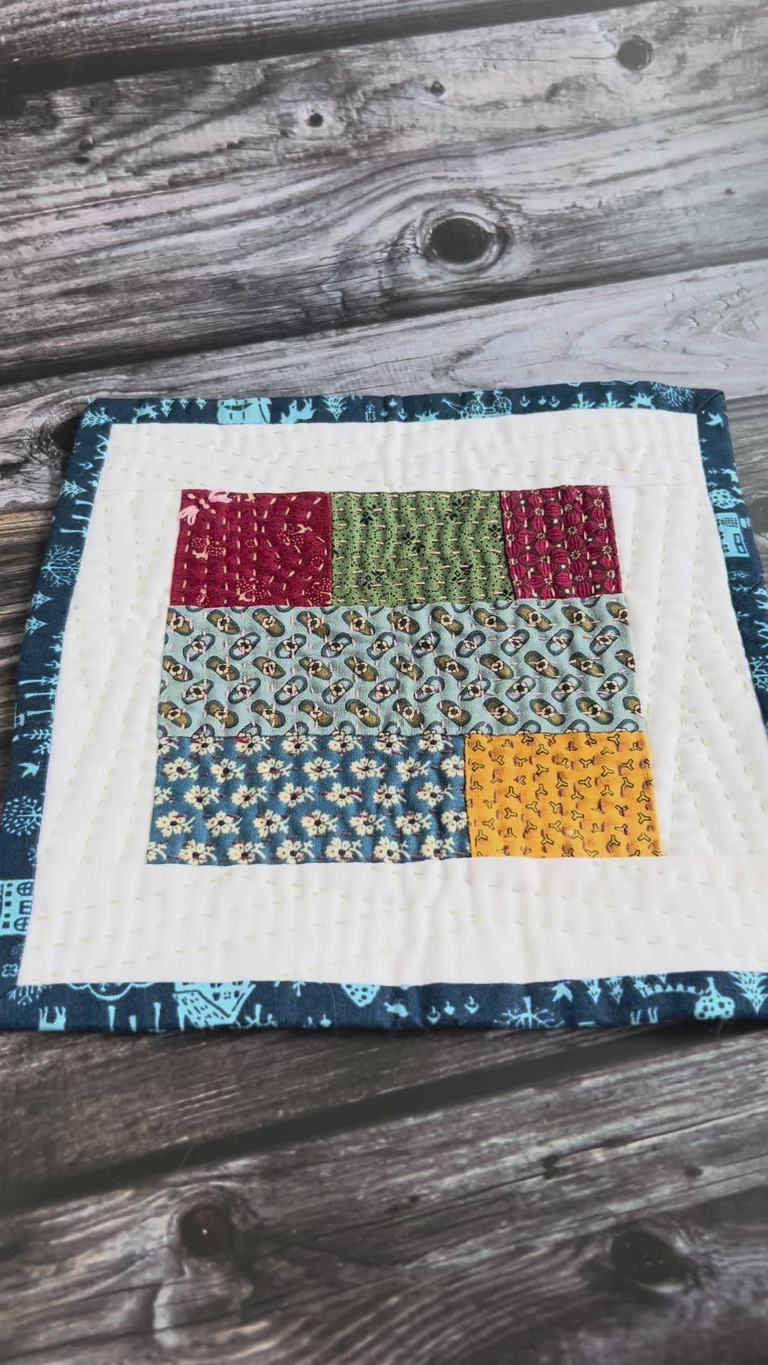 COLORFUL BLOCKS HANDSEWN MUG RUG