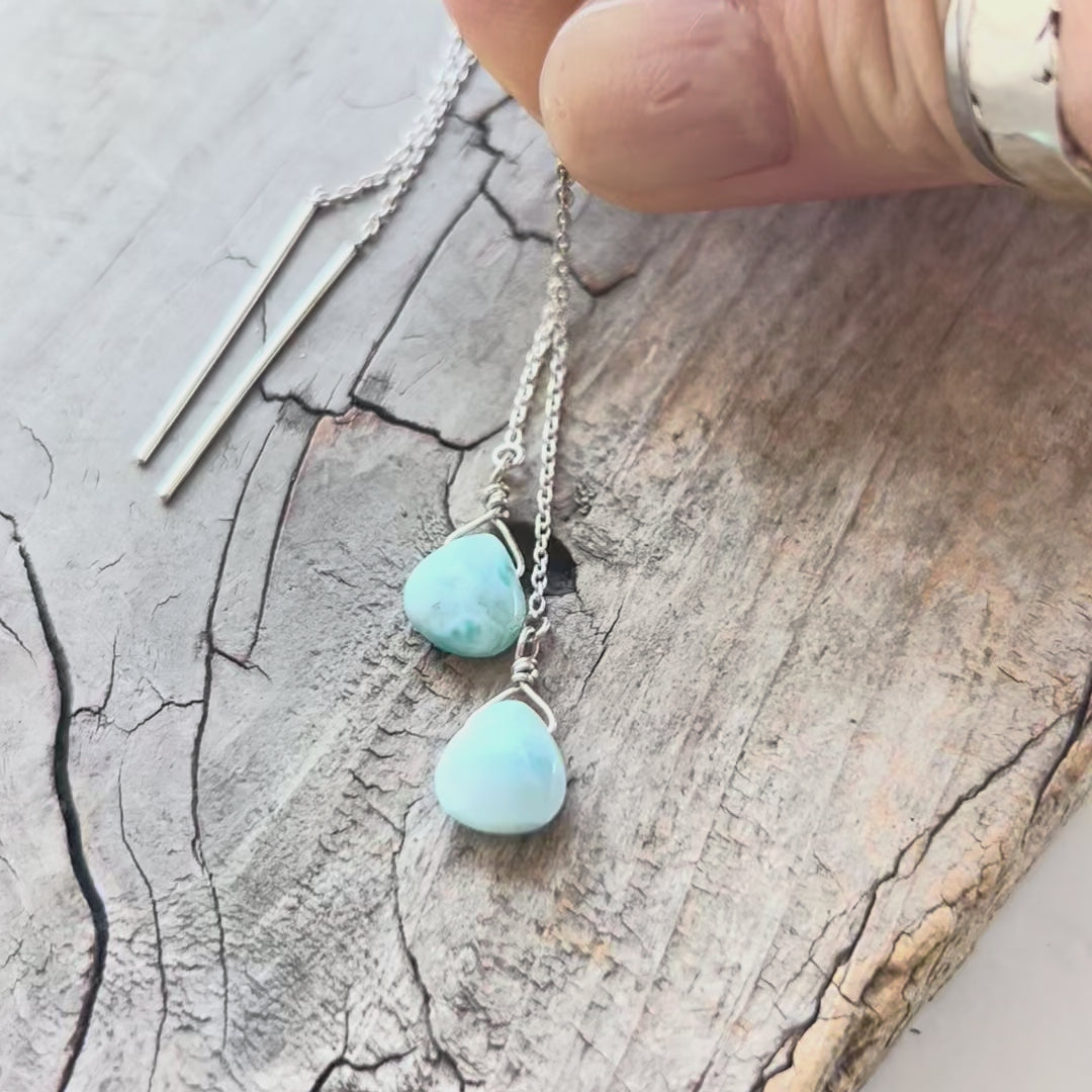LARIMAR THREADER EARRINGS