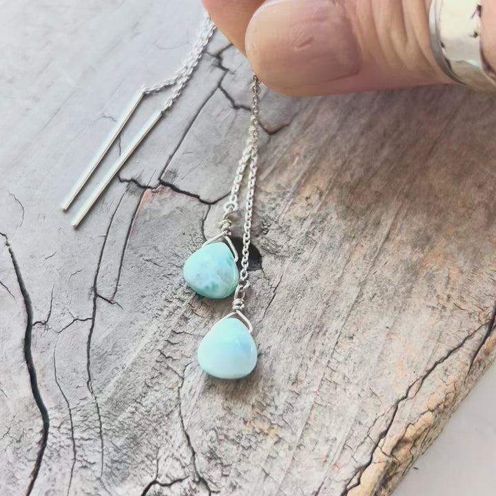 LARIMAR THREADER EARRINGS
