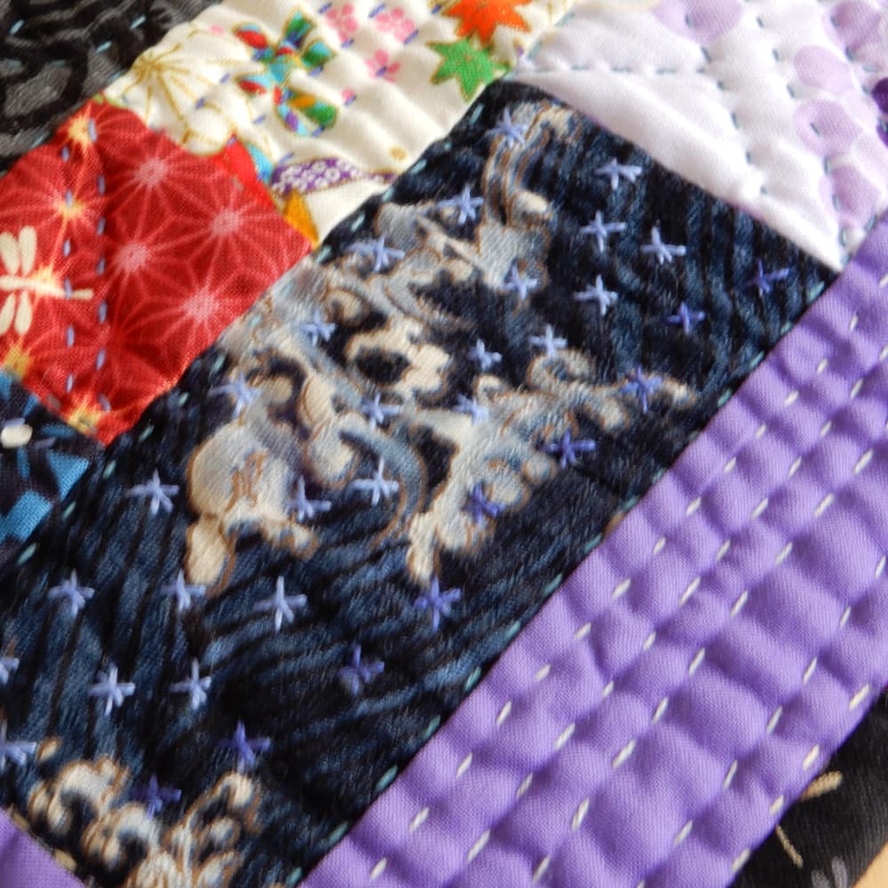 日本の綿プリント付きの手縫いミニキルト