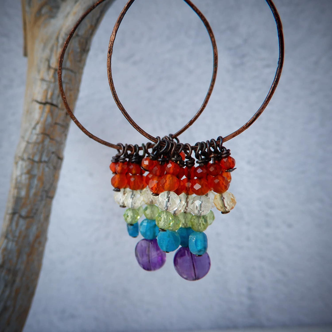 RAINBOW WATERFALL OMBRE HOOP EARRINGS