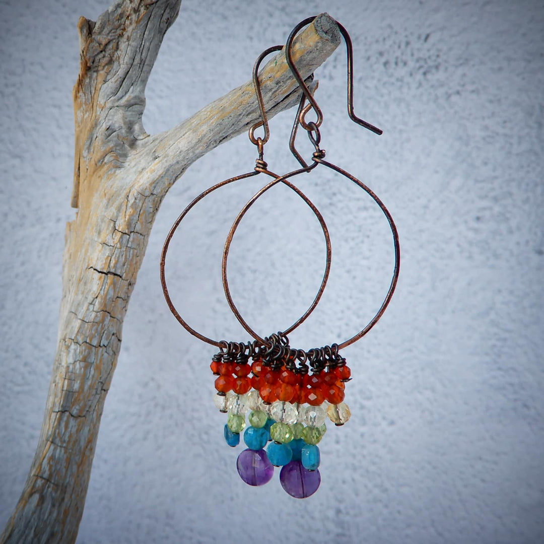 RAINBOW WATERFALL OMBRE HOOP EARRINGS